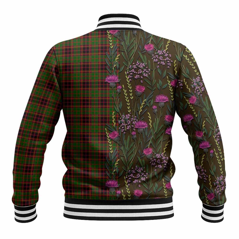 Buchan Family Crest Tartan Baseball Jacket Scottish Thistle Flower Pattern Half Style - Tartan Vibes Clothing