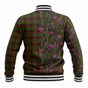 Buchan Family Crest Tartan Baseball Jacket Scottish Thistle Flower Pattern Half Style