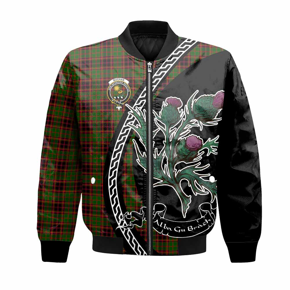 Buchan Family Crest Tartan Bomber Jacket Alba Thistle Inspired - Tartan Vibes Clothing