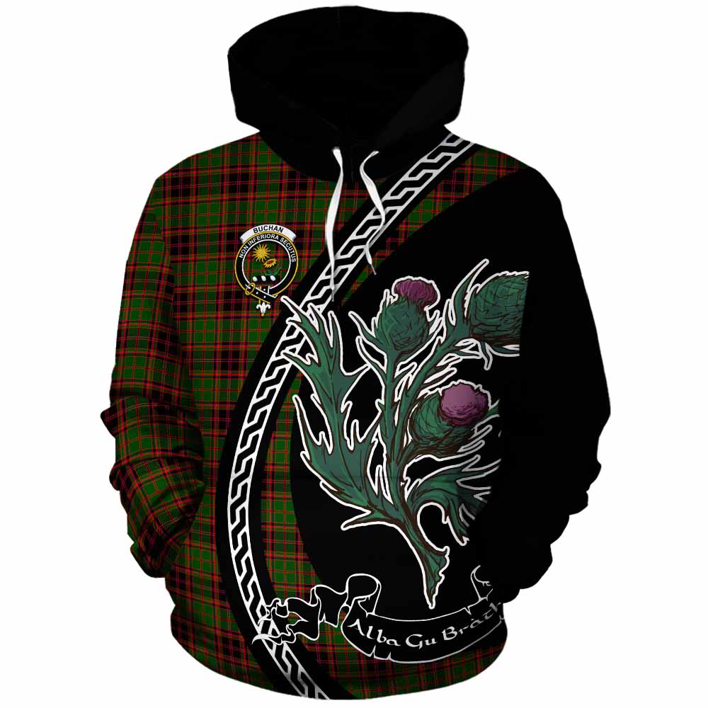 Buchan Family Crest Tartan Cotton Hoodie Alba Thistle Inspired - Tartan Vibes Clothing
