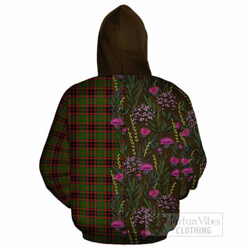 Buchan Family Crest Tartan Cotton Hoodie Scottish Thistle Flower Pattern Half Style