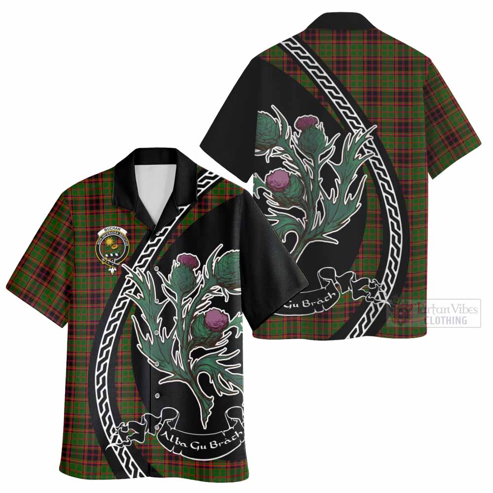 Buchan Family Crest Tartan Hawaiian Shirt Alba Thistle Inspired - Tartan Vibes Clothing