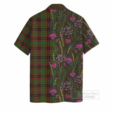 Buchan Family Crest Tartan Hawaiian Shirt Scottish Thistle Flower Pattern Half Style
