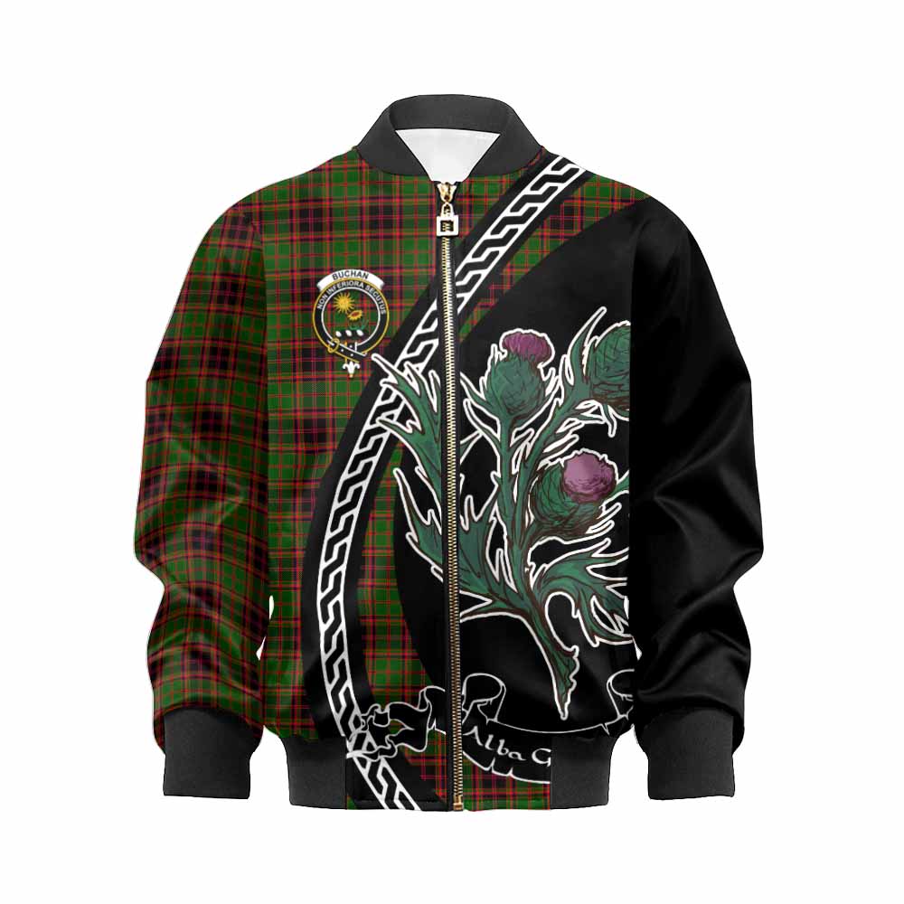 Buchan Family Crest Tartan Kid Bomber Jacket Alba Thistle Inspired - Tartan Vibes Clothing