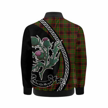 Buchan Family Crest Tartan Kid Bomber Jacket Alba Thistle Inspired
