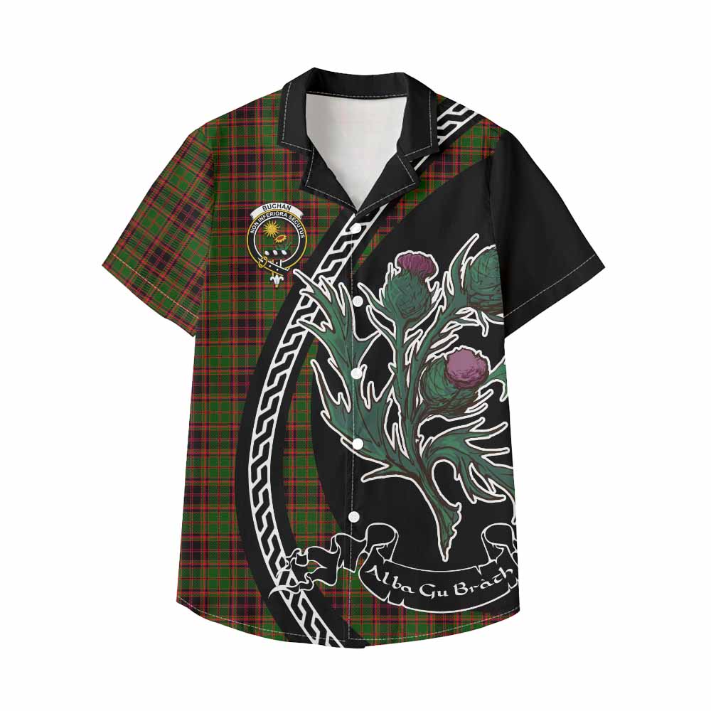 Buchan Family Crest Tartan Kid Hawaiian Shirt Alba Thistle Inspired - Tartan Vibes Clothing