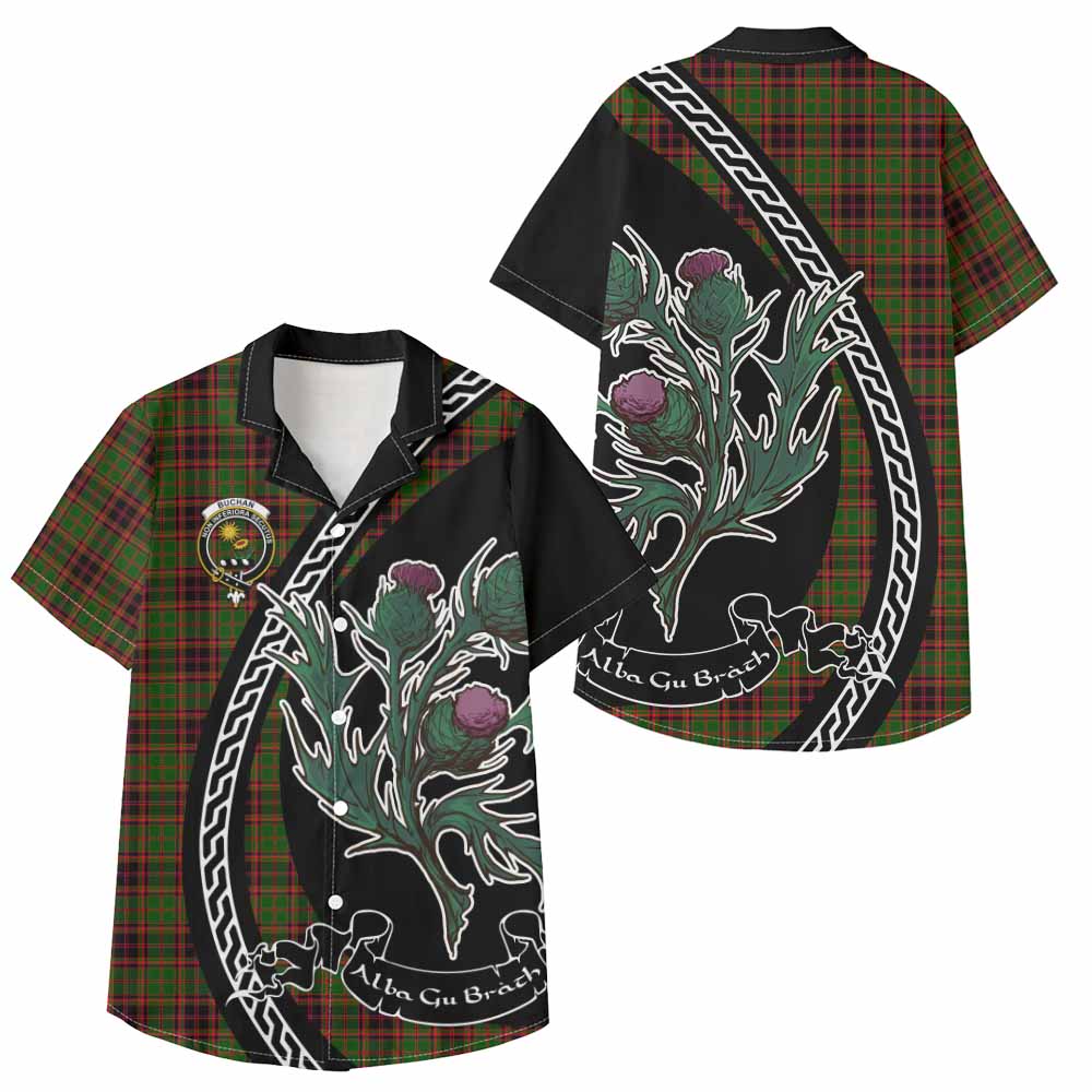 Buchan Family Crest Tartan Kid Hawaiian Shirt Alba Thistle Inspired - Tartan Vibes Clothing
