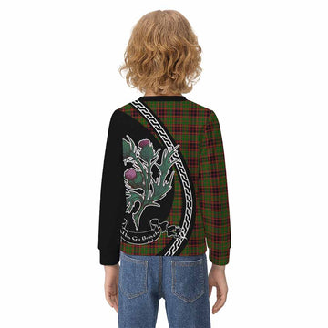 Buchan Family Crest Tartan Kid Knitted Sweatshirt Alba Thistle Inspired