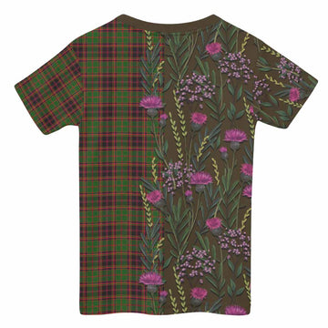 Buchan Family Crest Tartan Kid T-shirt Scottish Thistle Flower Pattern Half Style