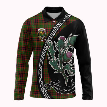Buchan Family Crest Tartan Long Sleeve Polo Shirt Alba Thistle Inspired