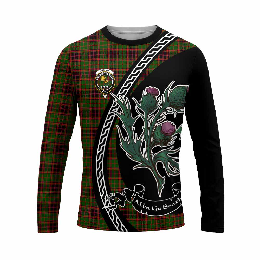 Buchan Family Crest Tartan Long Sleeve T-Shirt Alba Thistle Inspired - Tartan Vibes Clothing