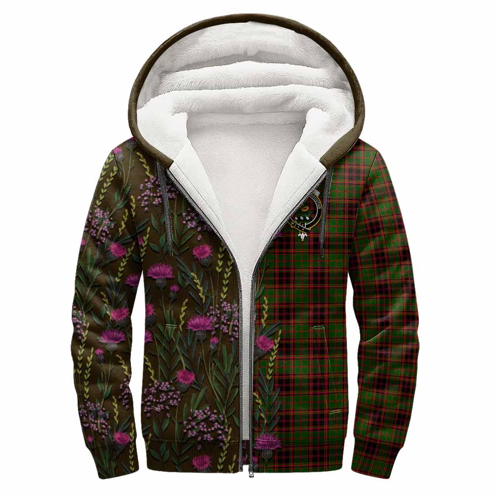 Buchan Family Crest Tartan Sherpa Hoodie Scottish Thistle Flower Pattern Half Style - Tartan Vibes Clothing