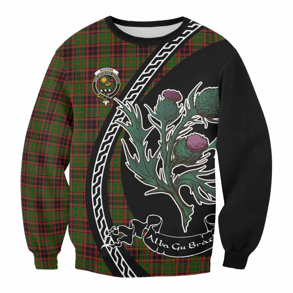 Buchan Family Crest Tartan Sweatshirt Alba Thistle Inspired - Tartan Vibes Clothing