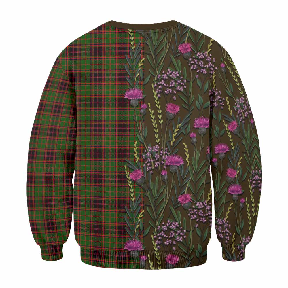 Buchan Family Crest Tartan Sweatshirt Scottish Thistle Flower Pattern Half Style - Tartan Vibes Clothing