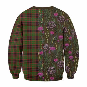 Buchan Family Crest Tartan Sweatshirt Scottish Thistle Flower Pattern Half Style