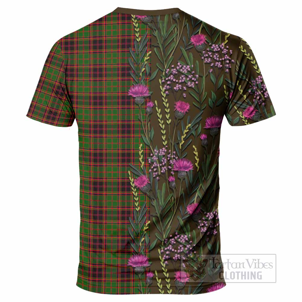 Buchan Family Crest Tartan T-Shirt Scottish Thistle Flower Pattern Half Style - Tartan Vibes Clothing
