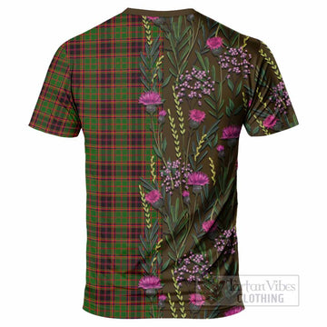 Buchan Family Crest Tartan T-Shirt Scottish Thistle Flower Pattern Half Style