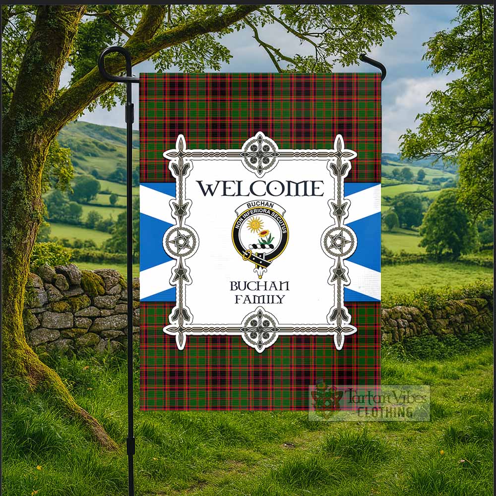 Buchan Family Crest Tartan Welcome Garden Flag Saltire Harmony Style - Tartan Vibes Clothing