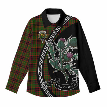 Buchan Family Crest Tartan Women Casual Shirt Alba Thistle Inspired