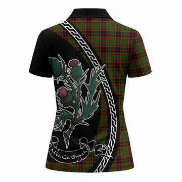 Buchan Family Crest Tartan Women Polo Shirt Alba Thistle Inspired
