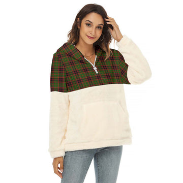 Buchan Tartan Women's Borg Fleece Hoodie With Half Zip Female - Tartan Vibes Clothing