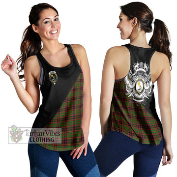 Buchan Tartan Women's Racerback Tanks with Family Crest and Military Logo Style 4XL - Tartanvibesclothing Shop