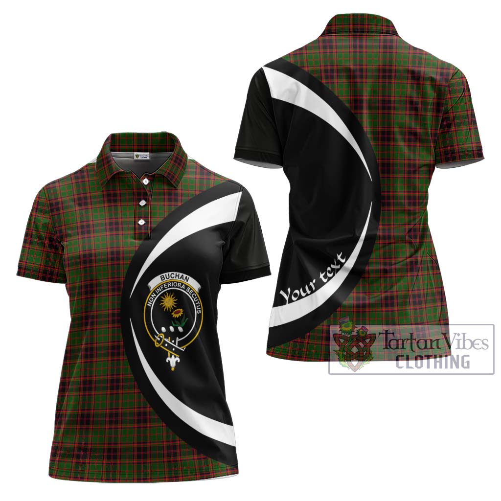 Buchan Tartan Women's Polo Shirt with Family Crest Circle Style Women - Tartan Vibes Clothing