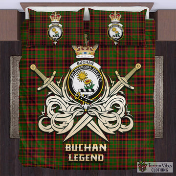 Buchan Modern Tartan Bedding Set with Clan Crest and the Golden Sword of Courageous Legacy