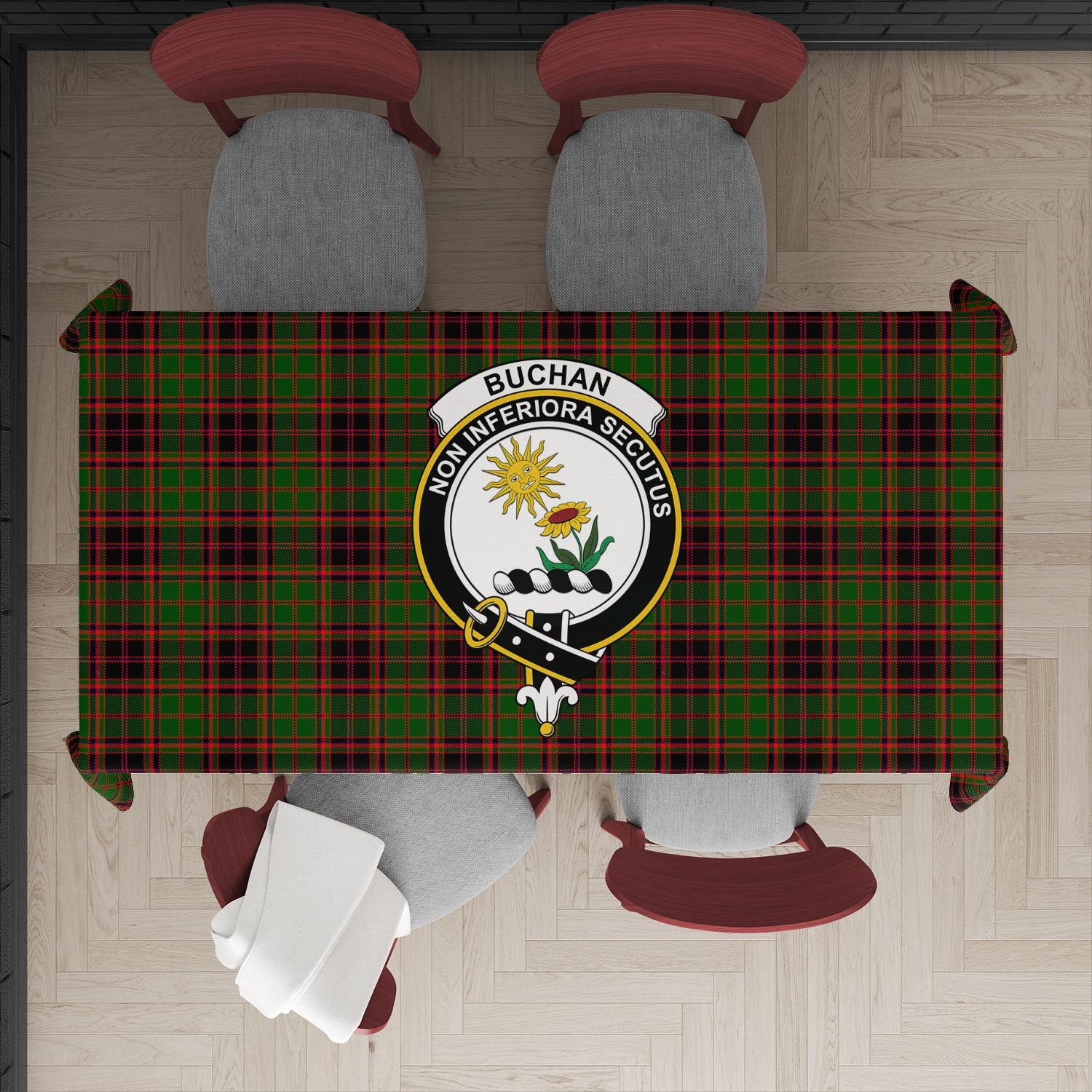 Buchan Tartan Crest Black Garden Flag