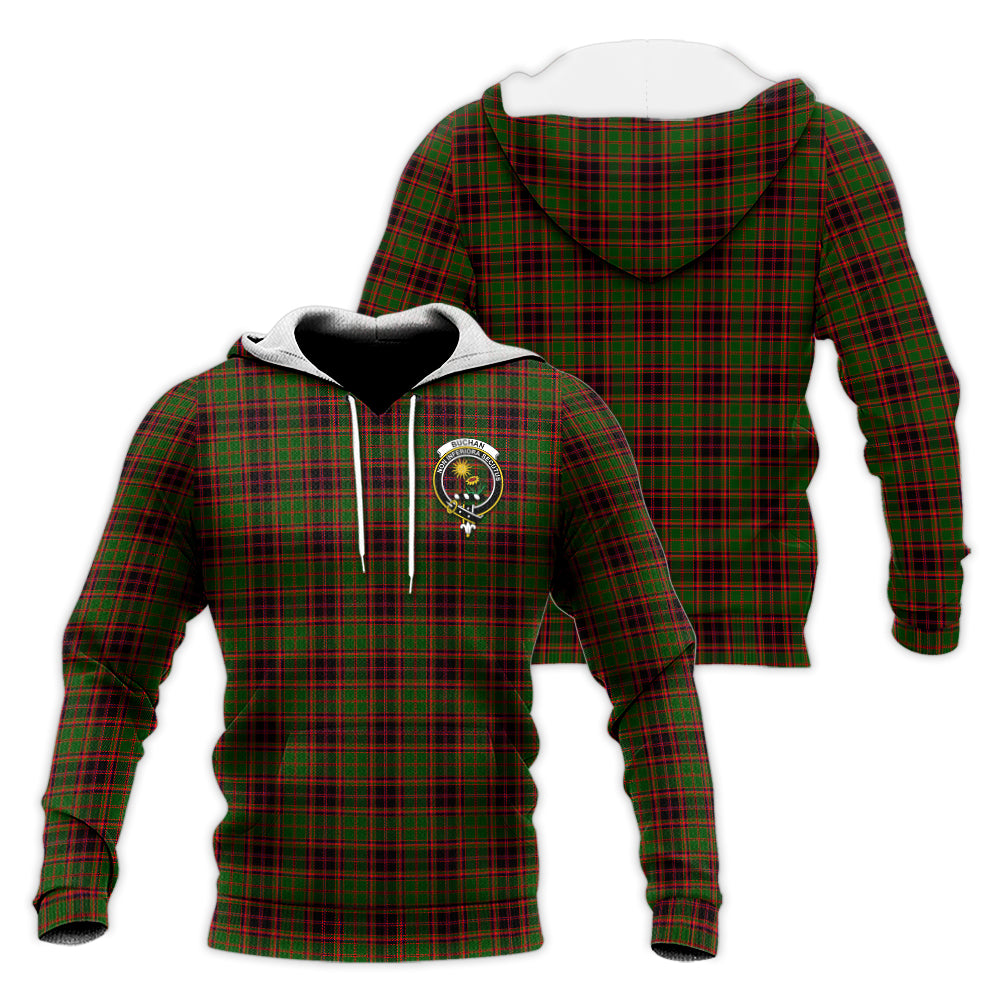 Buchan Modern Tartan Knitted Hoodie with Family Crest Unisex Knitted Hoodie - Tartanvibesclothing