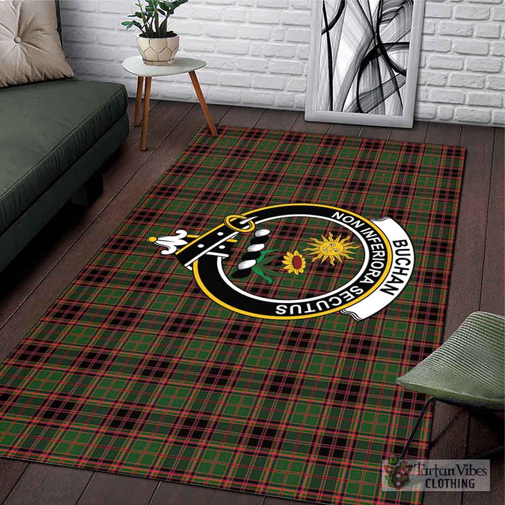 Tartan Vibes Clothing Buchan Modern Tartan Area Rug with Family Crest
