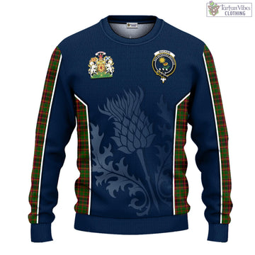 Tartan Vibes Clothing Buchan Modern Tartan Knitted Sweatshirt with Family Crest and Scottish Thistle Vibes Sport Style
