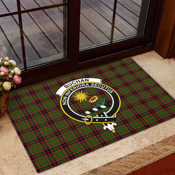 Buchan Tartan Rubber Doormat with Family Crest