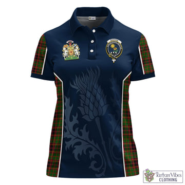 Tartan Vibes Clothing Buchan Modern Tartan Women's Polo Shirt with Family Crest and Scottish Thistle Vibes Sport Style