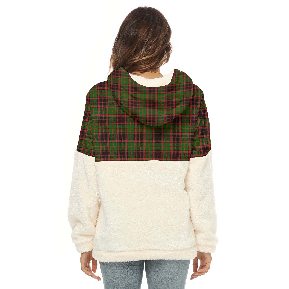 Buchan Tartan Women's Borg Fleece Hoodie With Half Zip - Tartan Vibes Clothing
