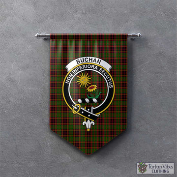 Tartan Vibes Clothing Buchan Modern Tartan Gonfalon, Tartan Banner with Family Crest