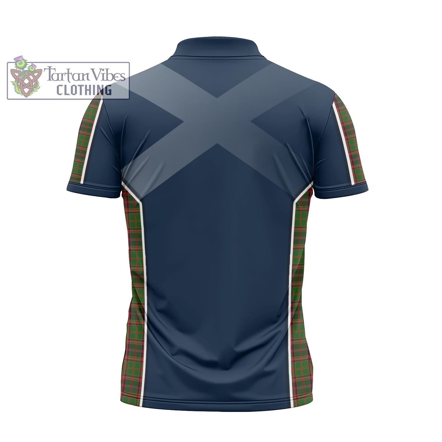 Tartan Vibes Clothing Buchan Modern Tartan Zipper Polo Shirt with Family Crest and Scottish Thistle Vibes Sport Style