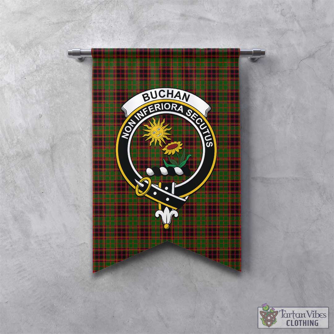 Tartan Vibes Clothing Buchan Modern Tartan Gonfalon, Tartan Banner with Family Crest