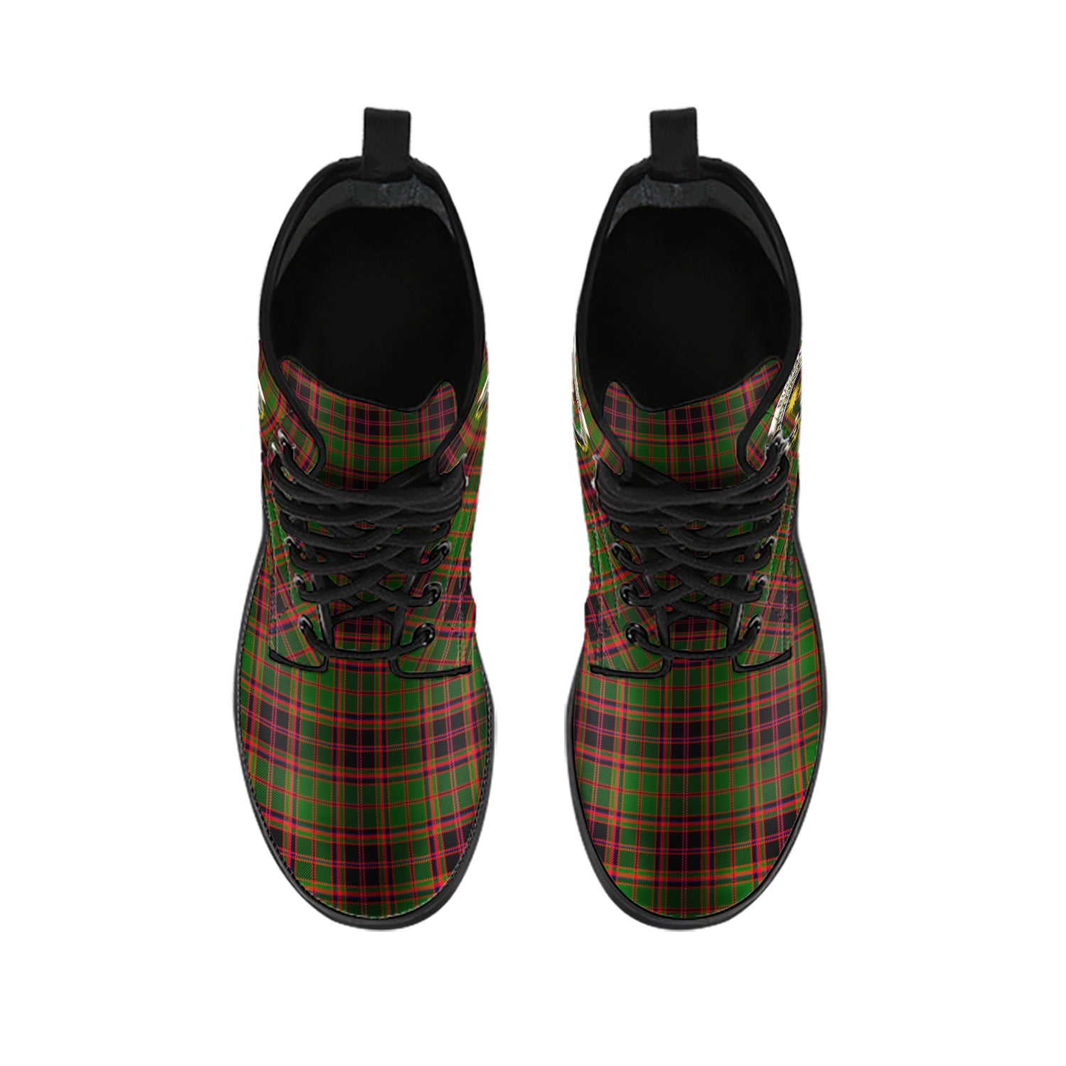 Buchan Modern Tartan Leather Boots with Family Crest - Tartanvibesclothing