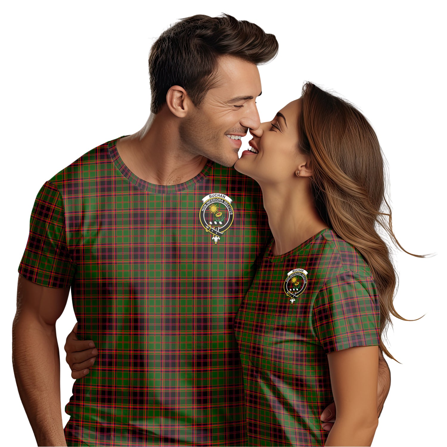 Buchan Modern Tartan T-Shirt with Family Crest - Tartanvibesclothing