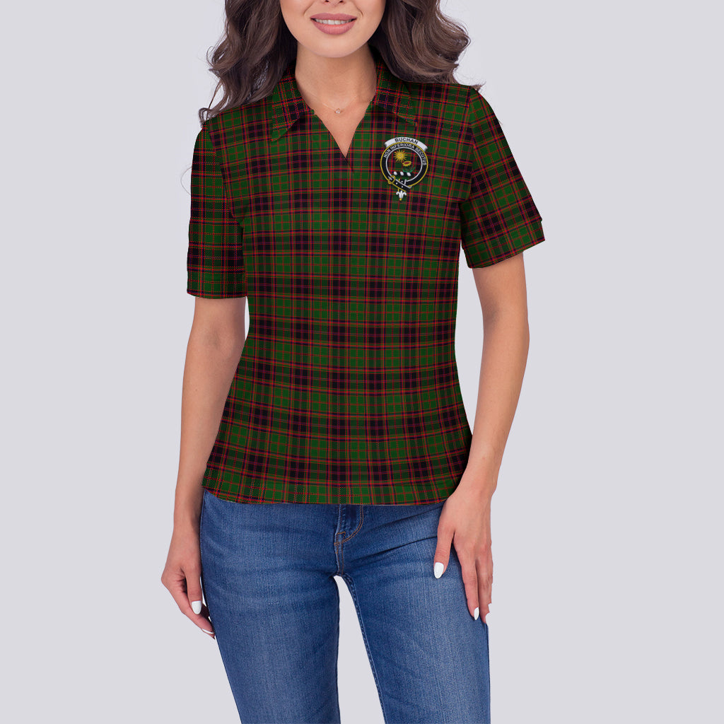 Buchan Modern Tartan Polo Shirt with Family Crest For Women - Tartanvibesclothing
