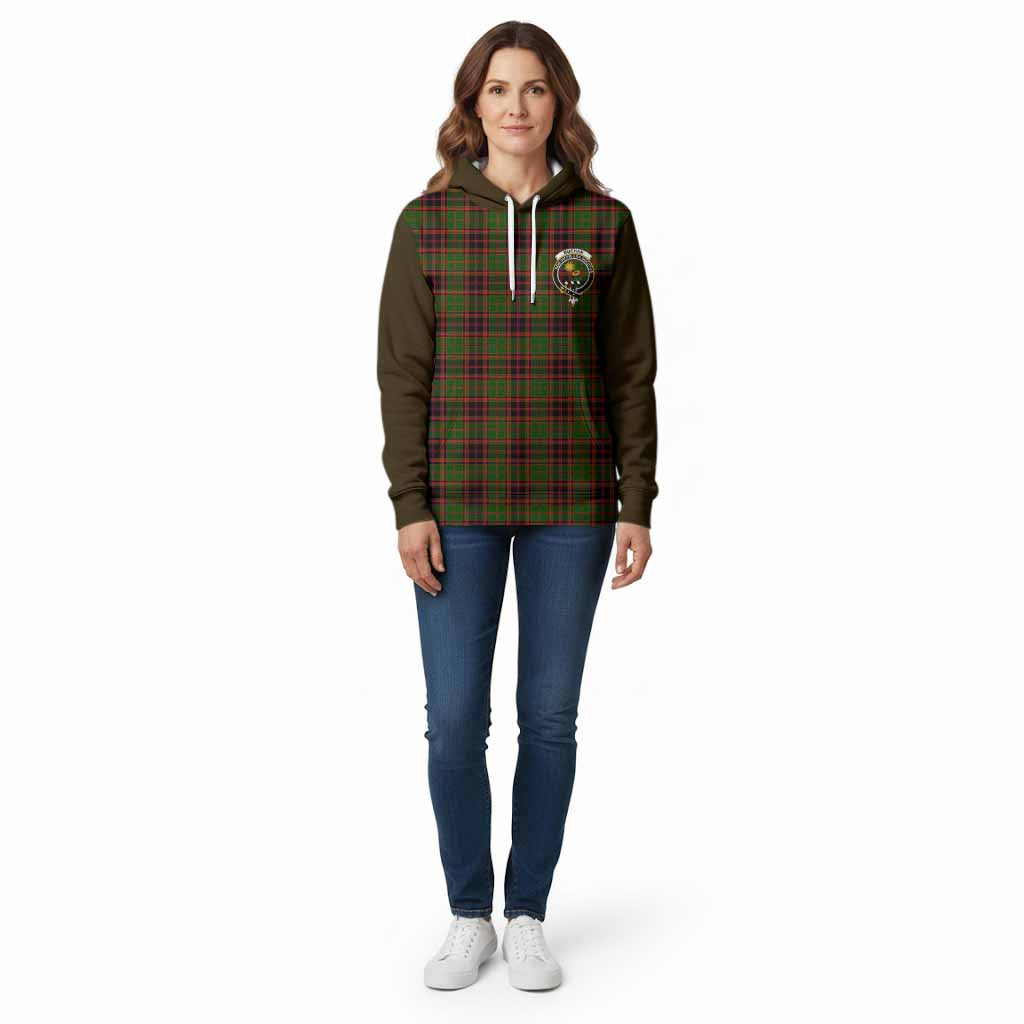 Buchan Tartan Accent Cotton Hoodie with Family Crest