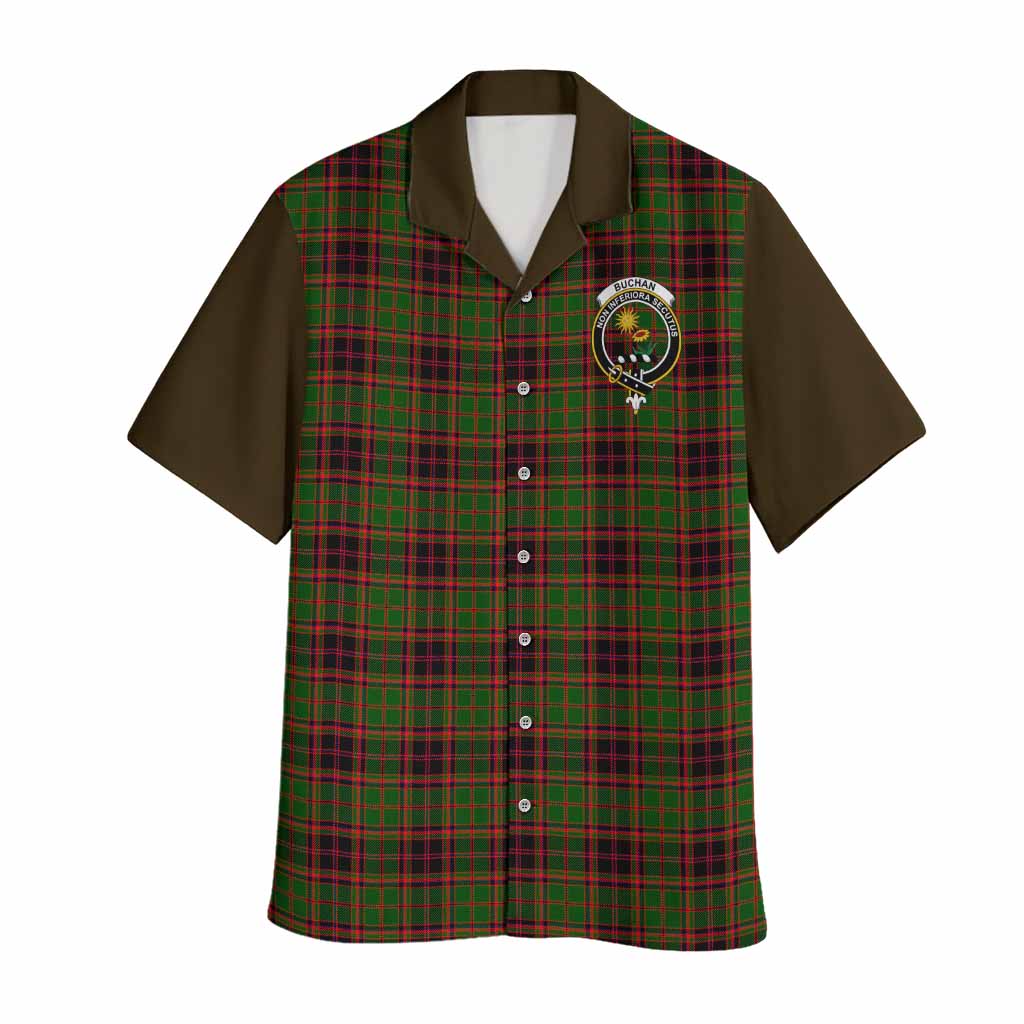 Buchan Tartan Accent Hawaiian Shirt with Family Crest