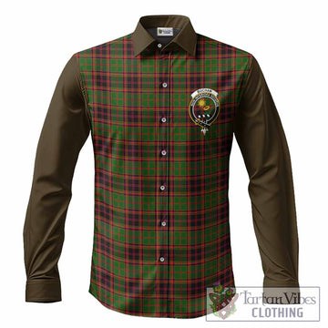 Buchan Tartan Accent Long Sleeve Button Shirts with Family Crest