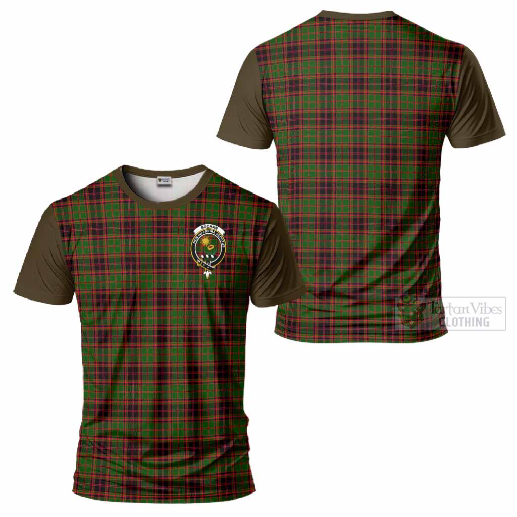 Buchan Tartan Accent T-Shirt with Family Crest