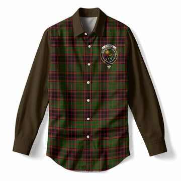 Buchan Tartan Accent Women Casual Shirt with Family Crest