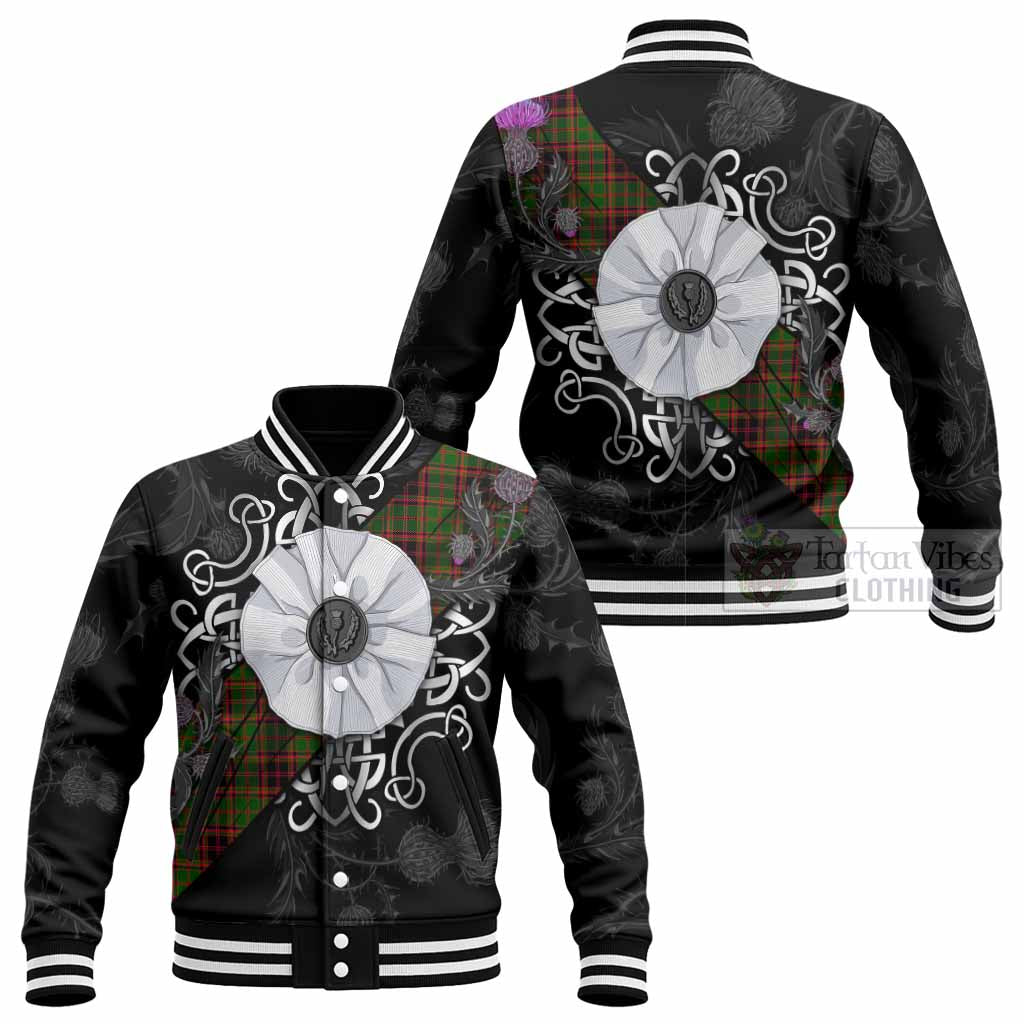 Buchan Tartan Baseball Jacket Jacobite White Rose - Tartan Vibes Clothing