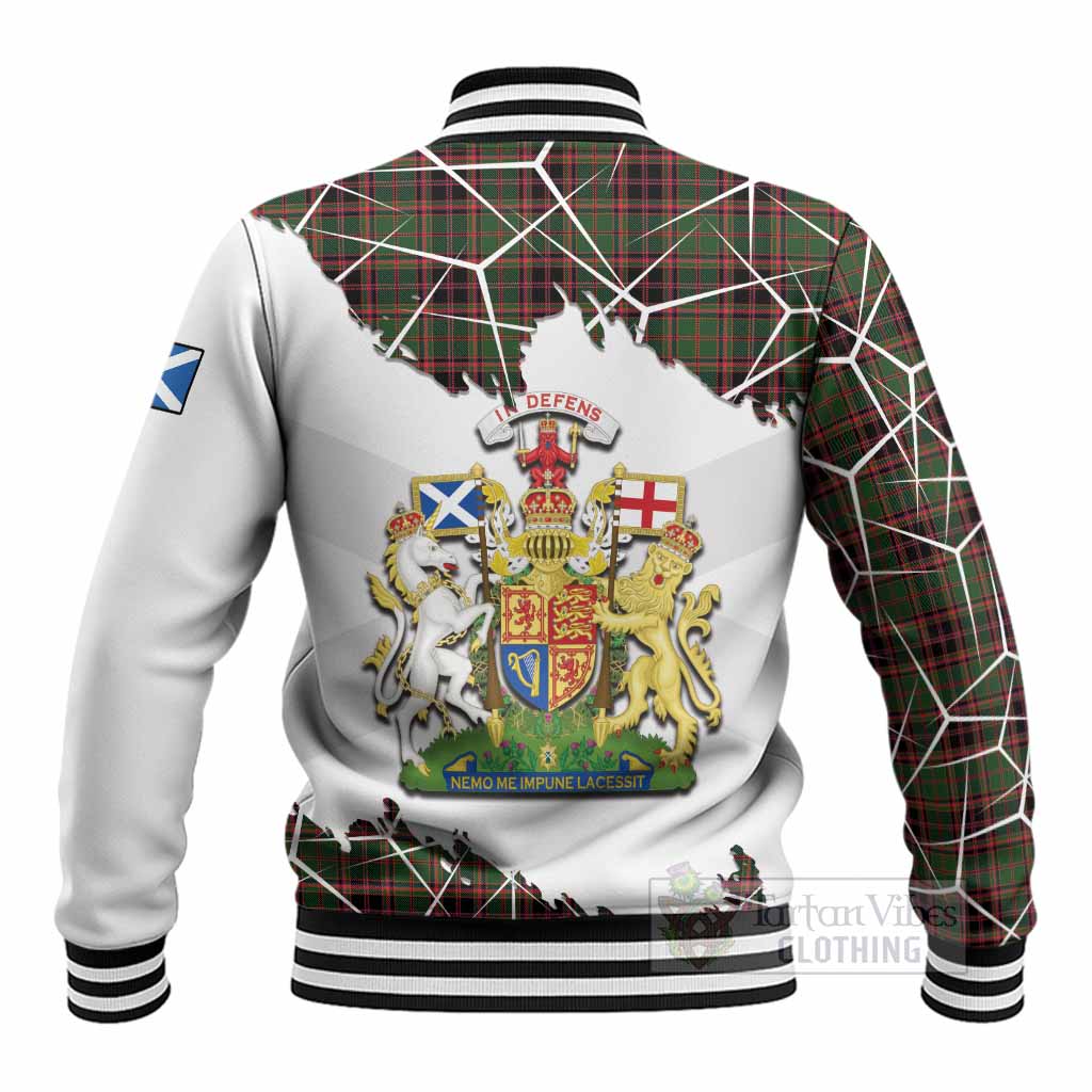 Buchan Tartan Baseball Jacket with Family Crest and Lion Rampant Grunge Style