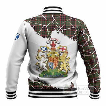 Buchan Tartan Baseball Jacket with Family Crest and Lion Rampant Grunge Style
