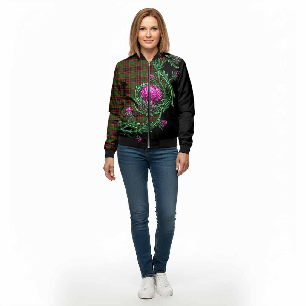 Buchan Tartan Bomber Jacket Resilient Scottish Thistle - Tartan Vibes Clothing